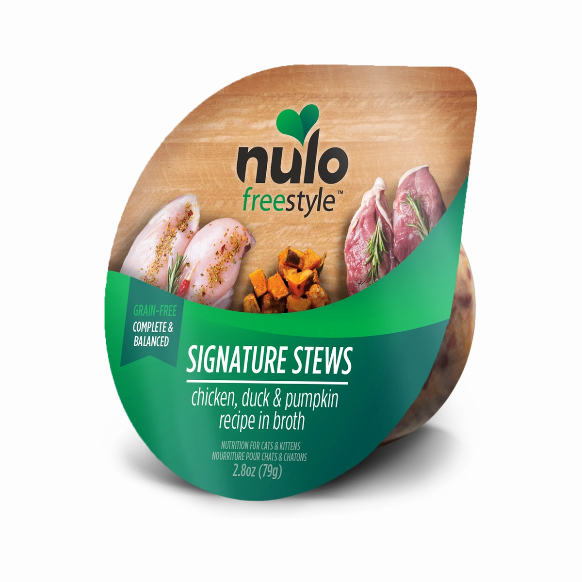 Nulo Freestyle Cat & Kitten Signature Stews Chicken, Duck & Pumpkin Recipe in Broth