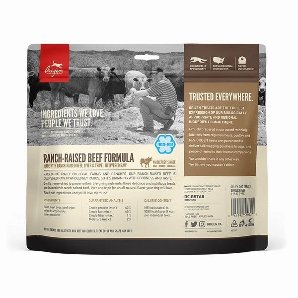 ORIJEN Freeze Dried Ranch Raised Beef Dog Treats