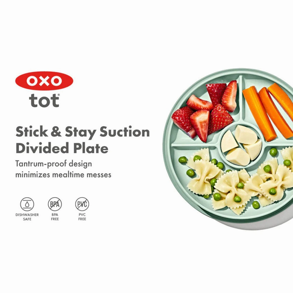 OXO Tot Stick & Stay Suction Divided Plate Opal
