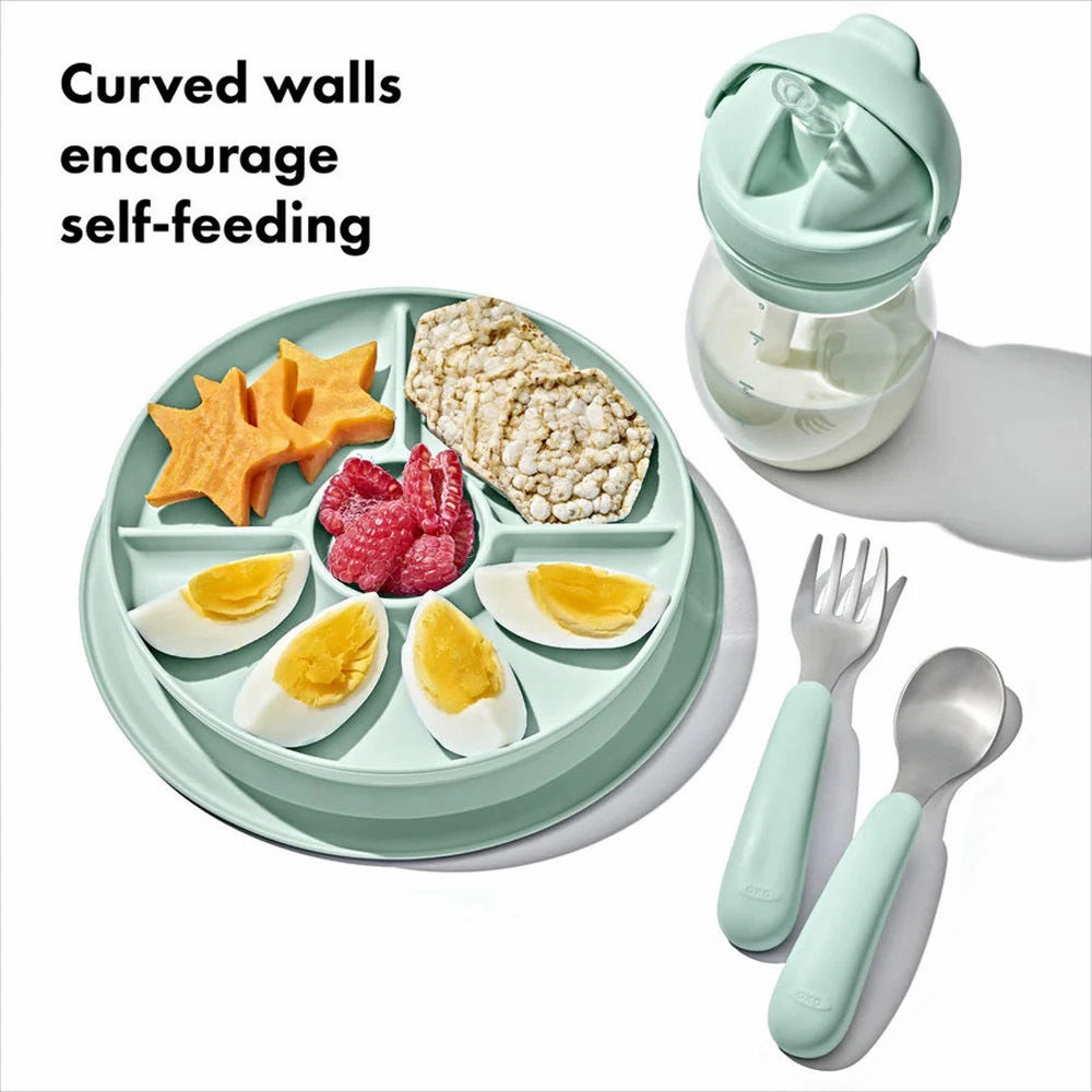 OXO Tot Stick & Stay Suction Divided Plate Opal