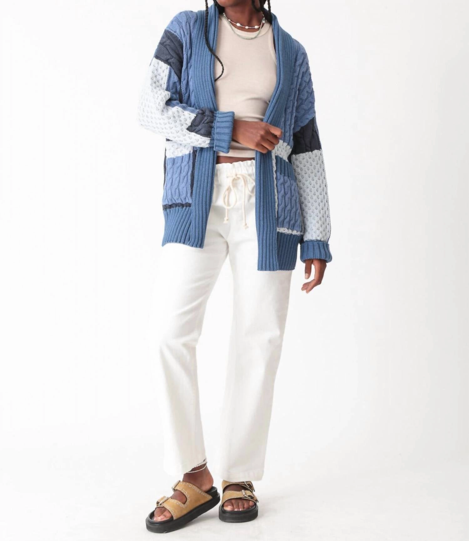 Patchwork Cardigan In Indigo