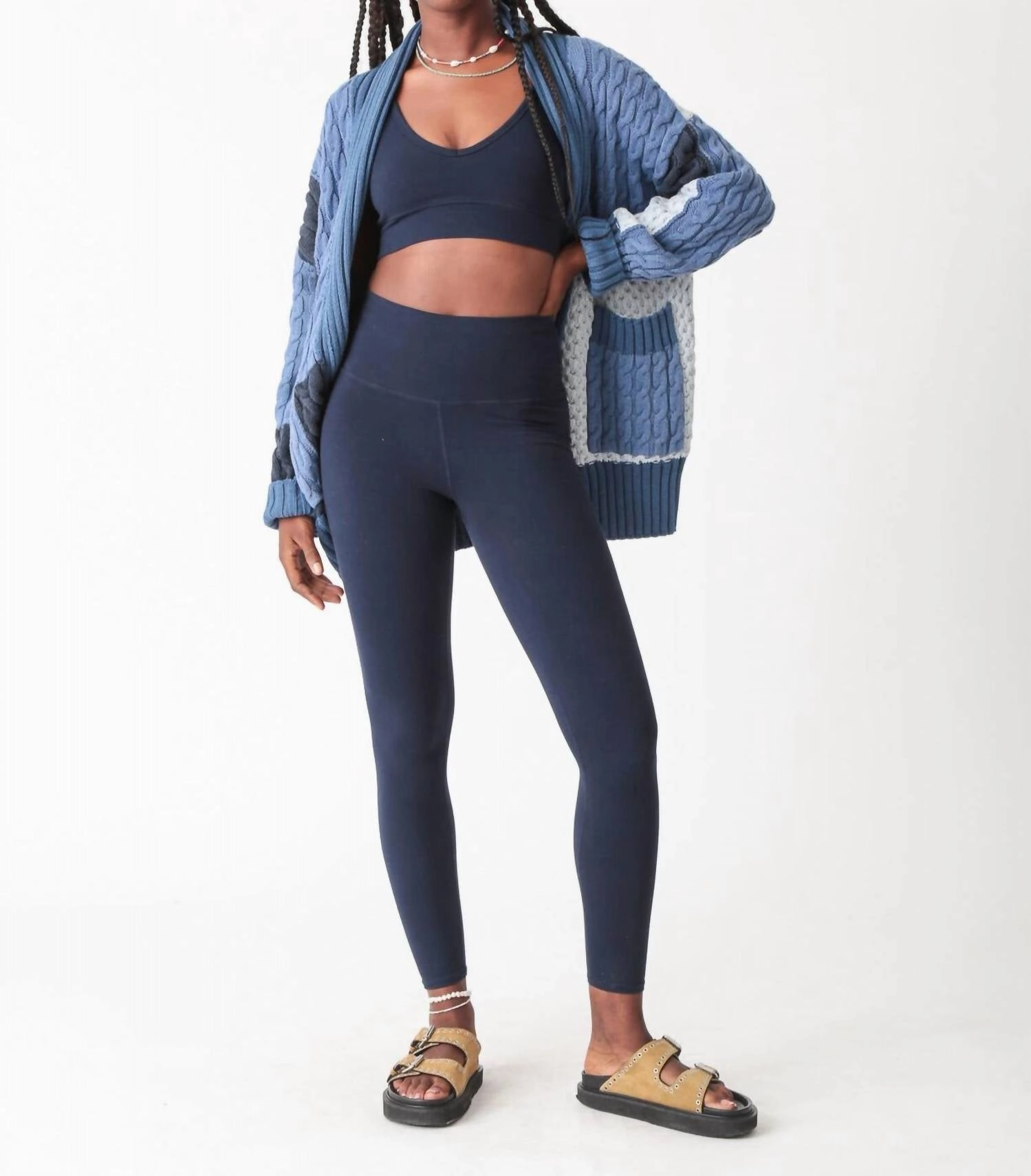 Patchwork Cardigan In Indigo