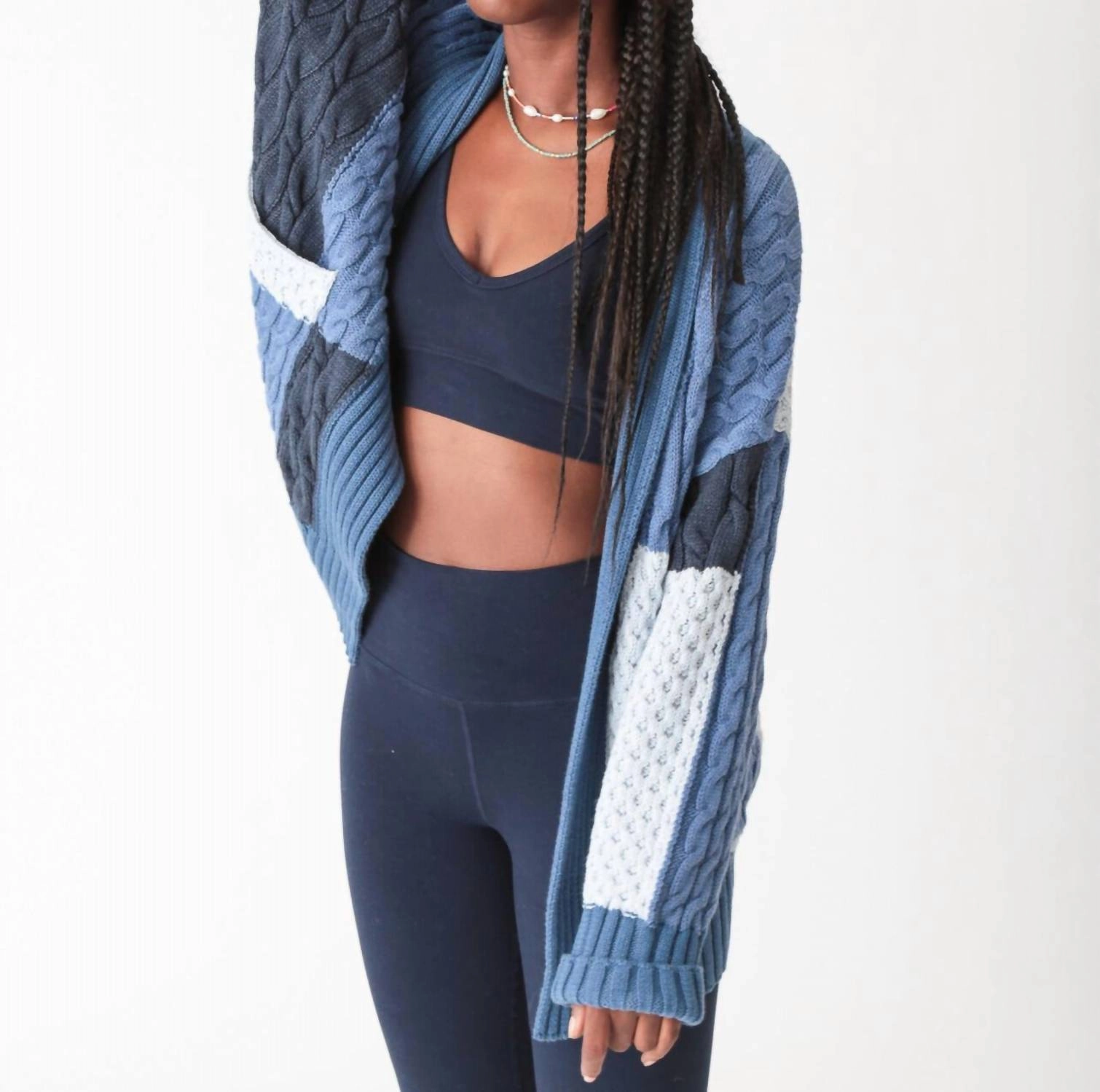 Patchwork Cardigan In Indigo