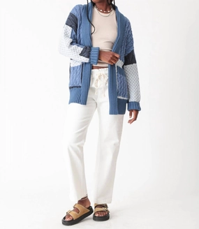 Patchwork Cardigan In Indigo
