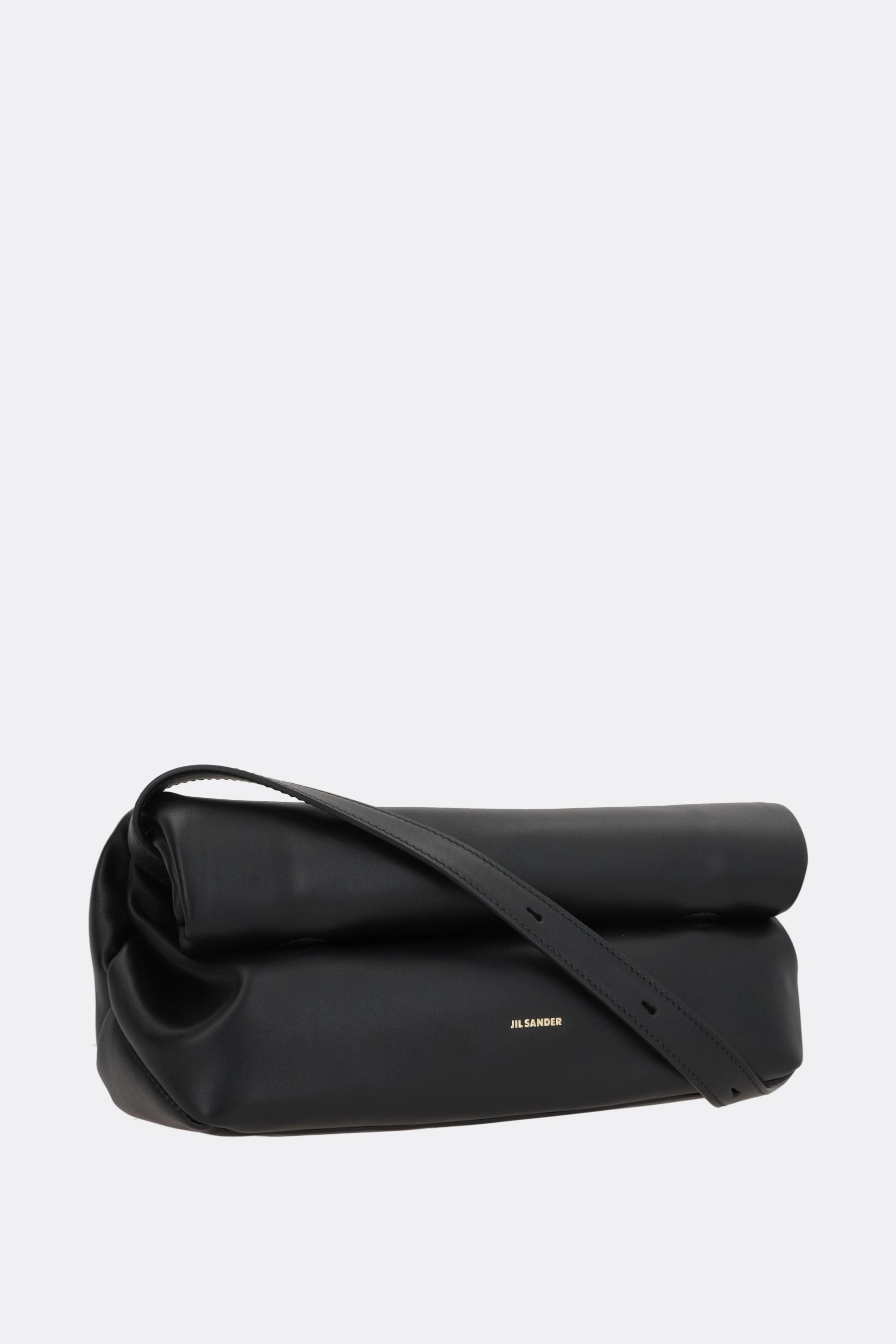 Rollup small smooth leather shoulder bag