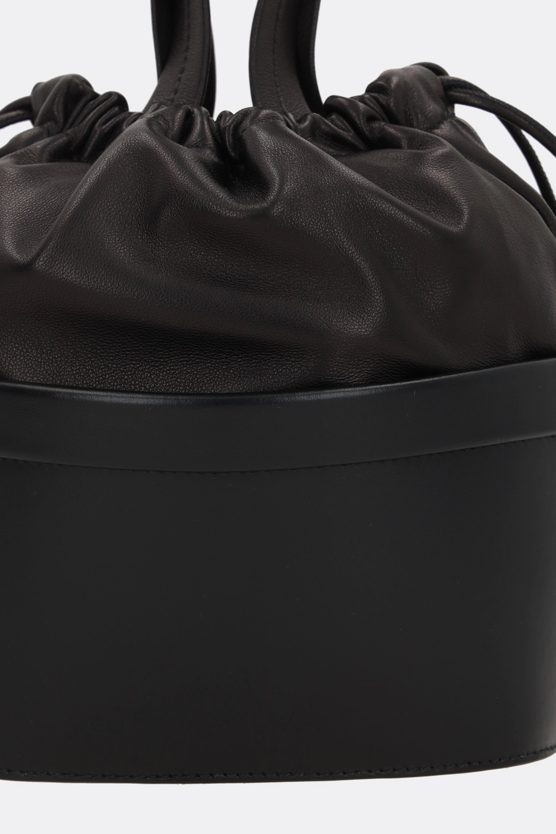 small buket bag in smooth leather and nappa