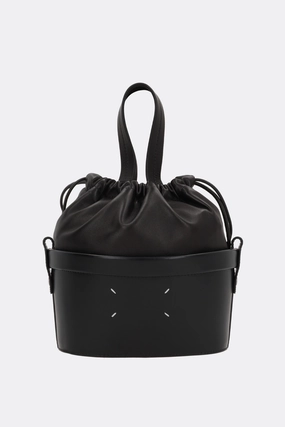small buket bag in smooth leather and nappa