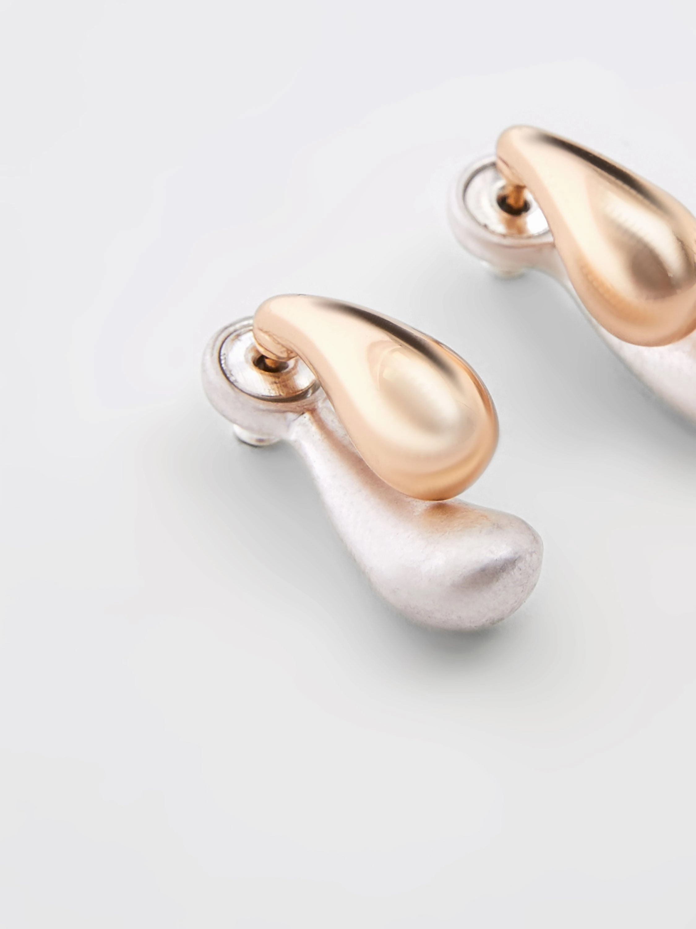 Small Double Two-Tone Teardrop Earrings