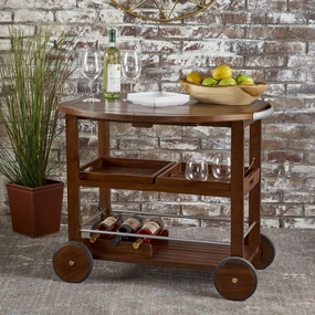Streamdale Christopher Knight Home Tillary Outdoor Bar Cart with Drop Leaf and Wine Rack