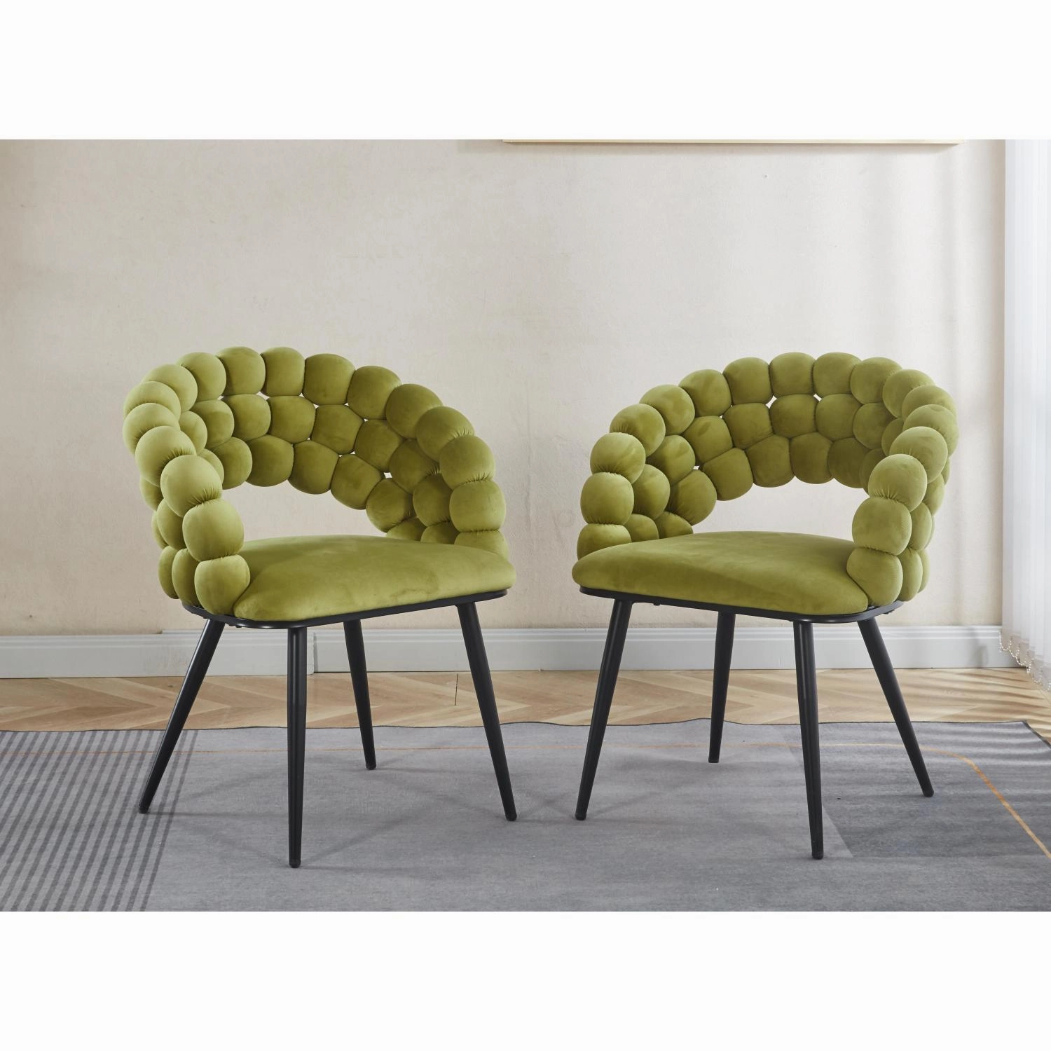 Streamdale Green Modern Chairs (Set of 2), Gold Legs