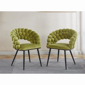 Streamdale Green Modern Chairs (Set of 2), Gold Legs