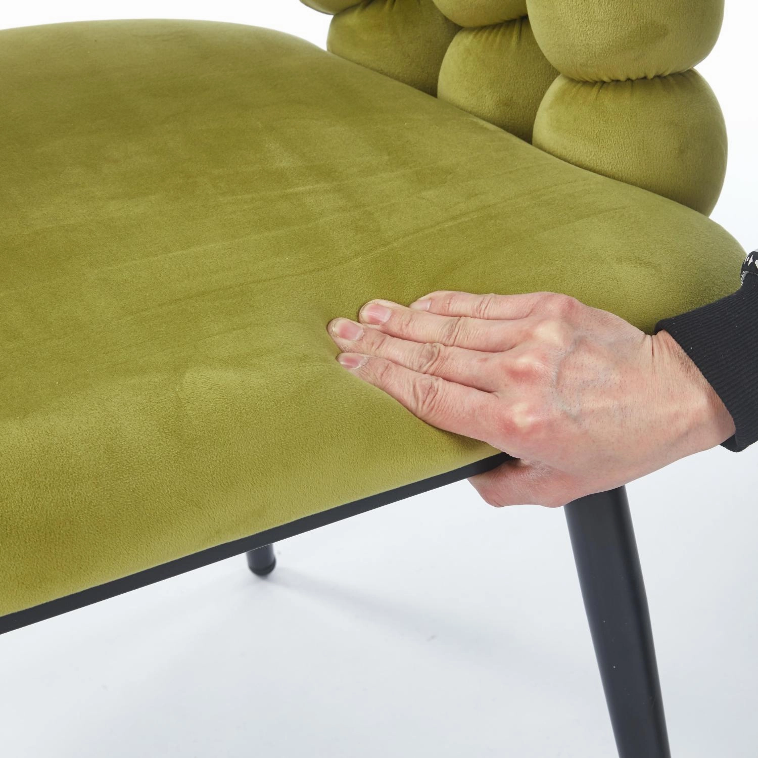 Streamdale Green Modern Chairs (Set of 2), Gold Legs