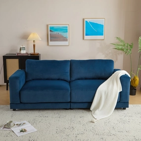 Streamdale Velvet Sofa - Modern Square Arm, Deep Cushions