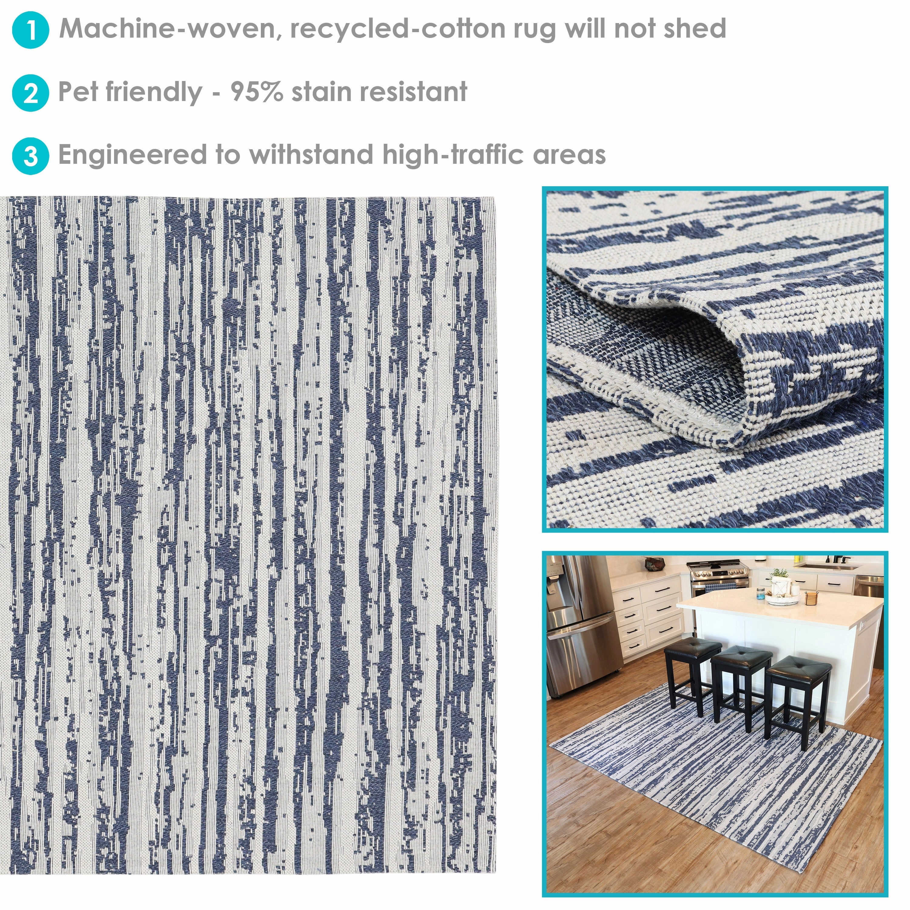 Sunnydaze Allusive Boundaries Indoor Area Rug in Midnight - 5 Ft. x 7 Ft.