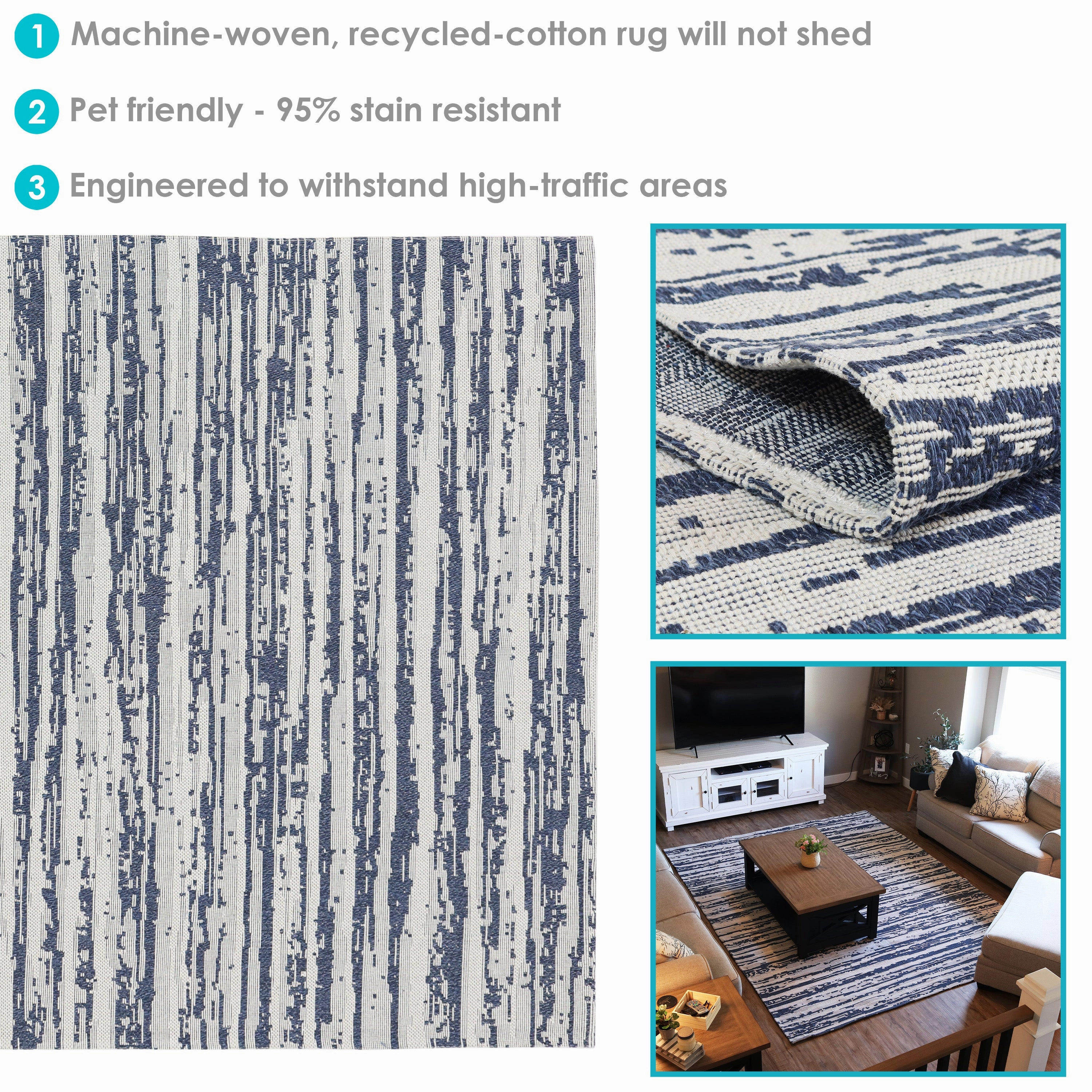 Sunnydaze Allusive Boundaries Indoor Area Rug in Midnight - 8 Ft. x 10 Ft.