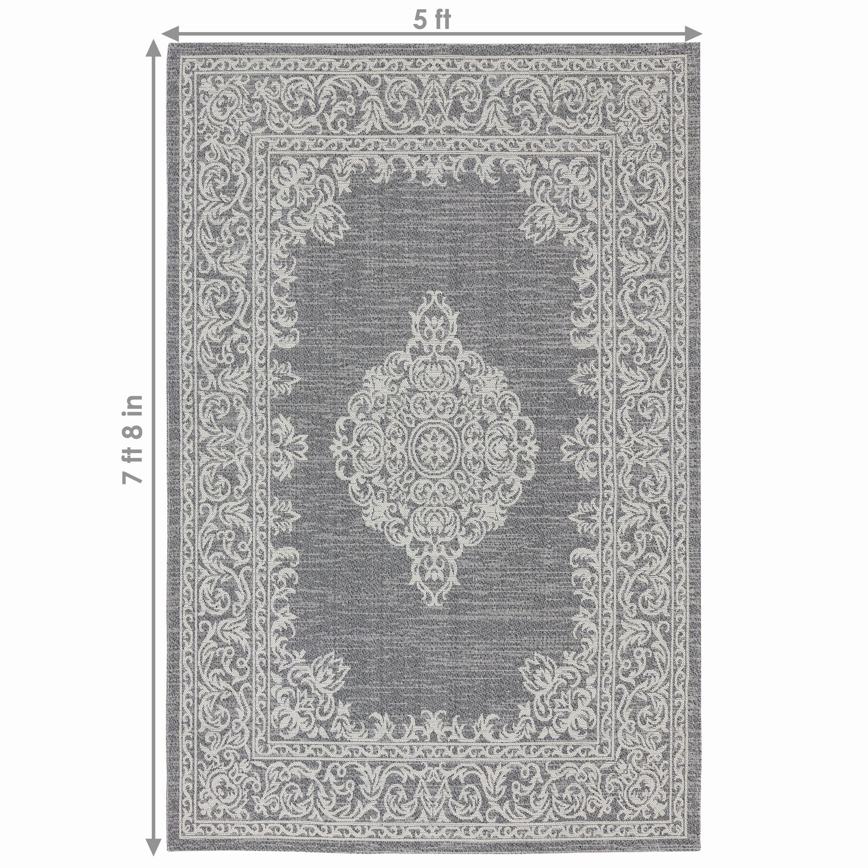 Sunnydaze Parisian Paradise Indoor Area Rug in Ash - 5 Ft. x 7 Ft.