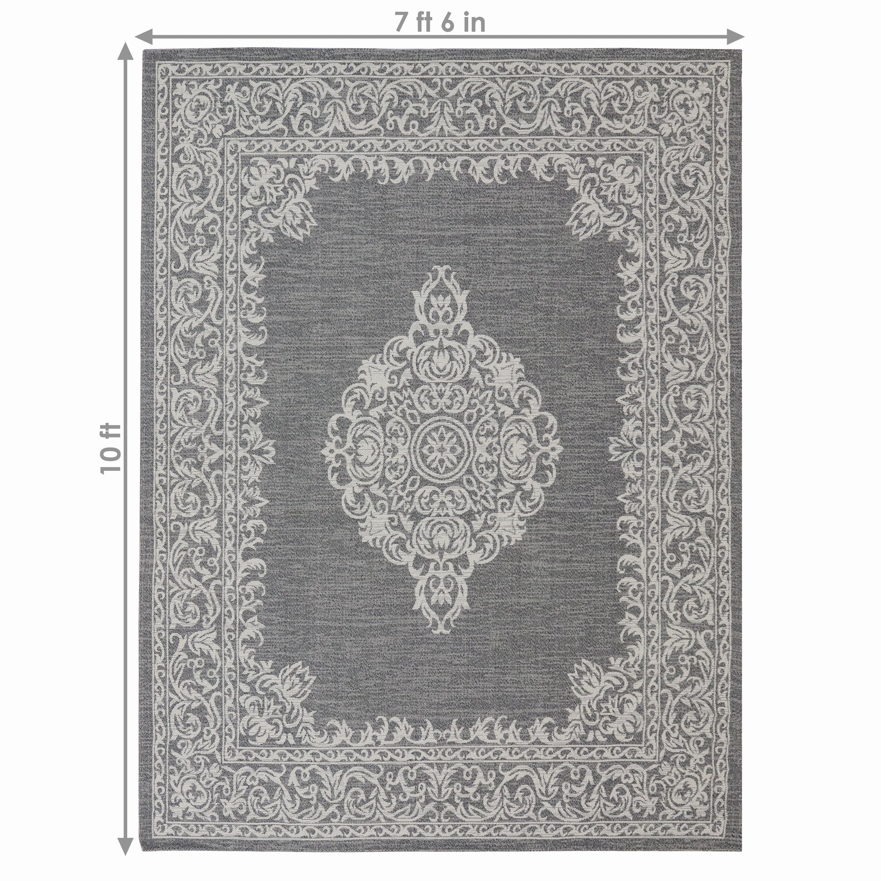 Sunnydaze Parisian Paradize Indoor Area Rug in Ash - 8 Ft. x 10 Ft.