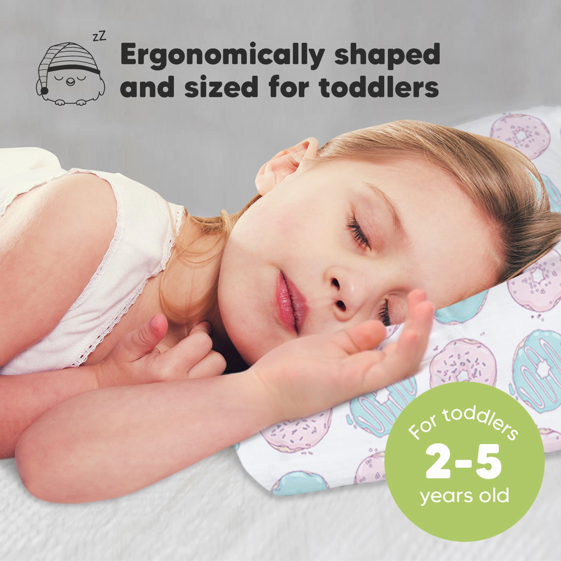Toddler Pillow with Pillowcase (Donuts)