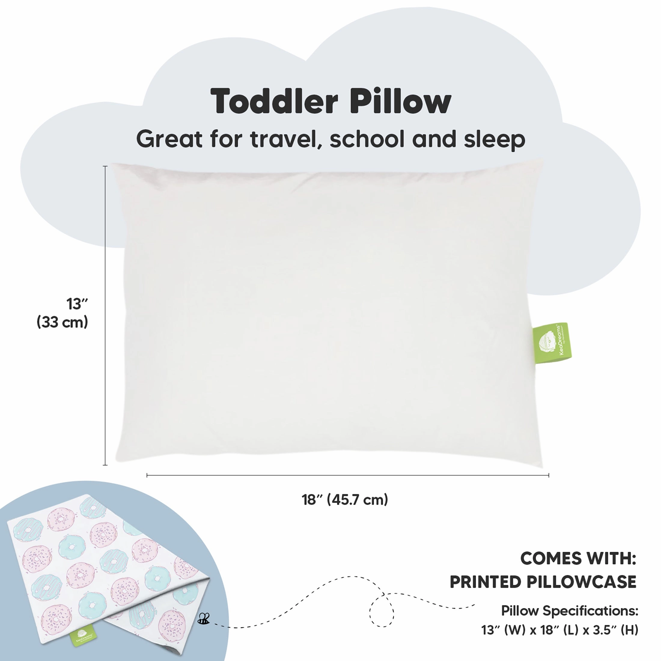 Toddler Pillow with Pillowcase (Donuts)