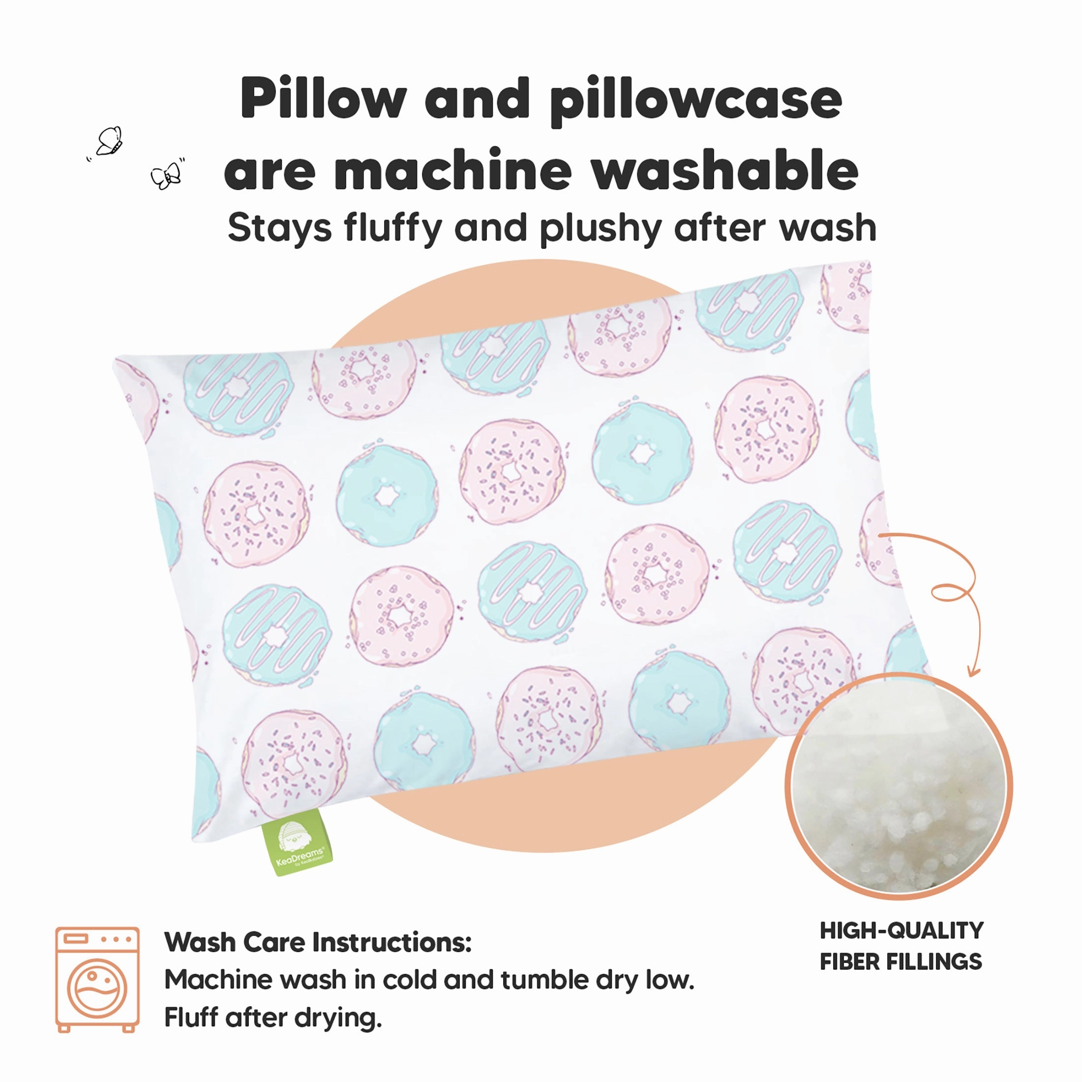 Toddler Pillow with Pillowcase (Donuts)