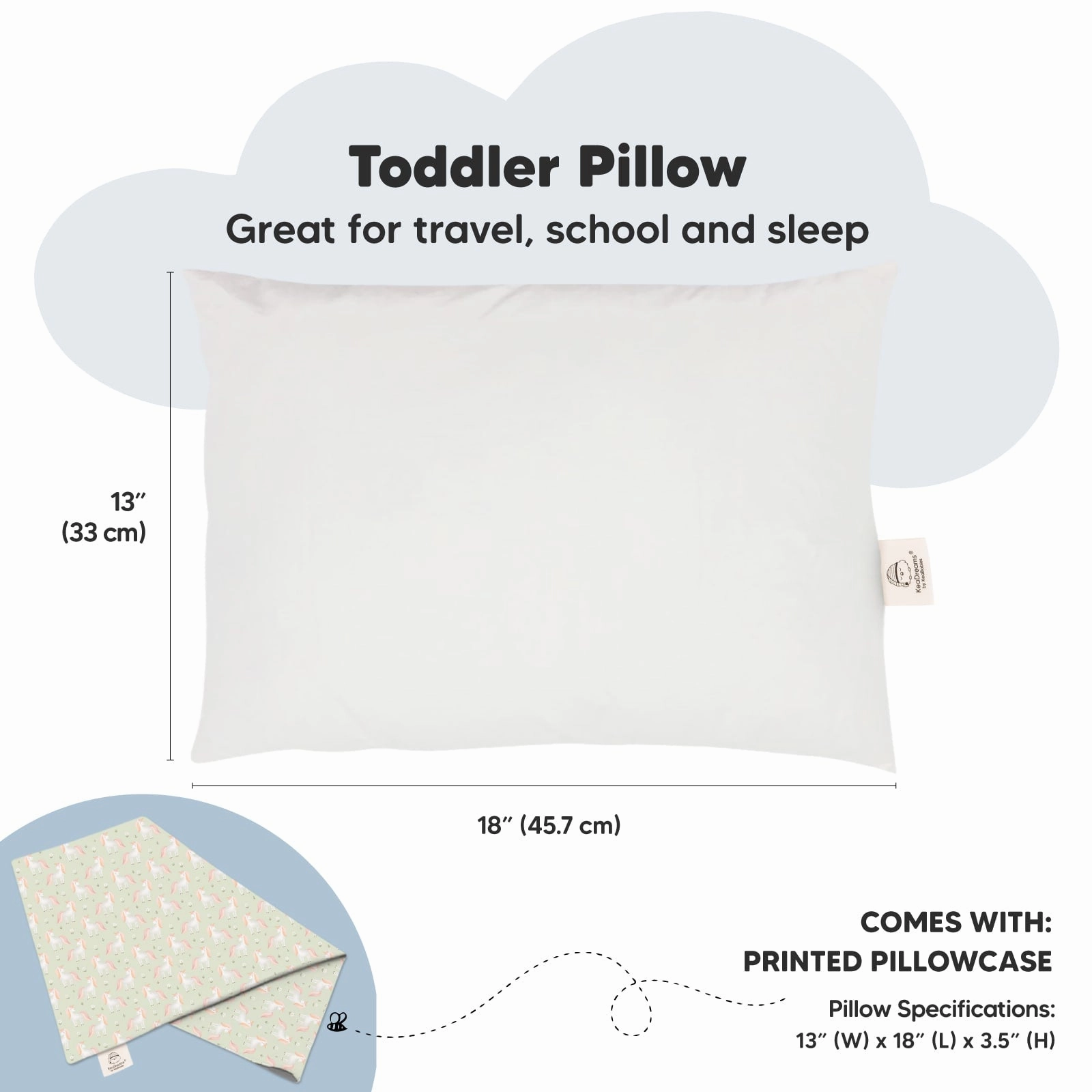 Toddler Pillow with Pillowcase (Grace)