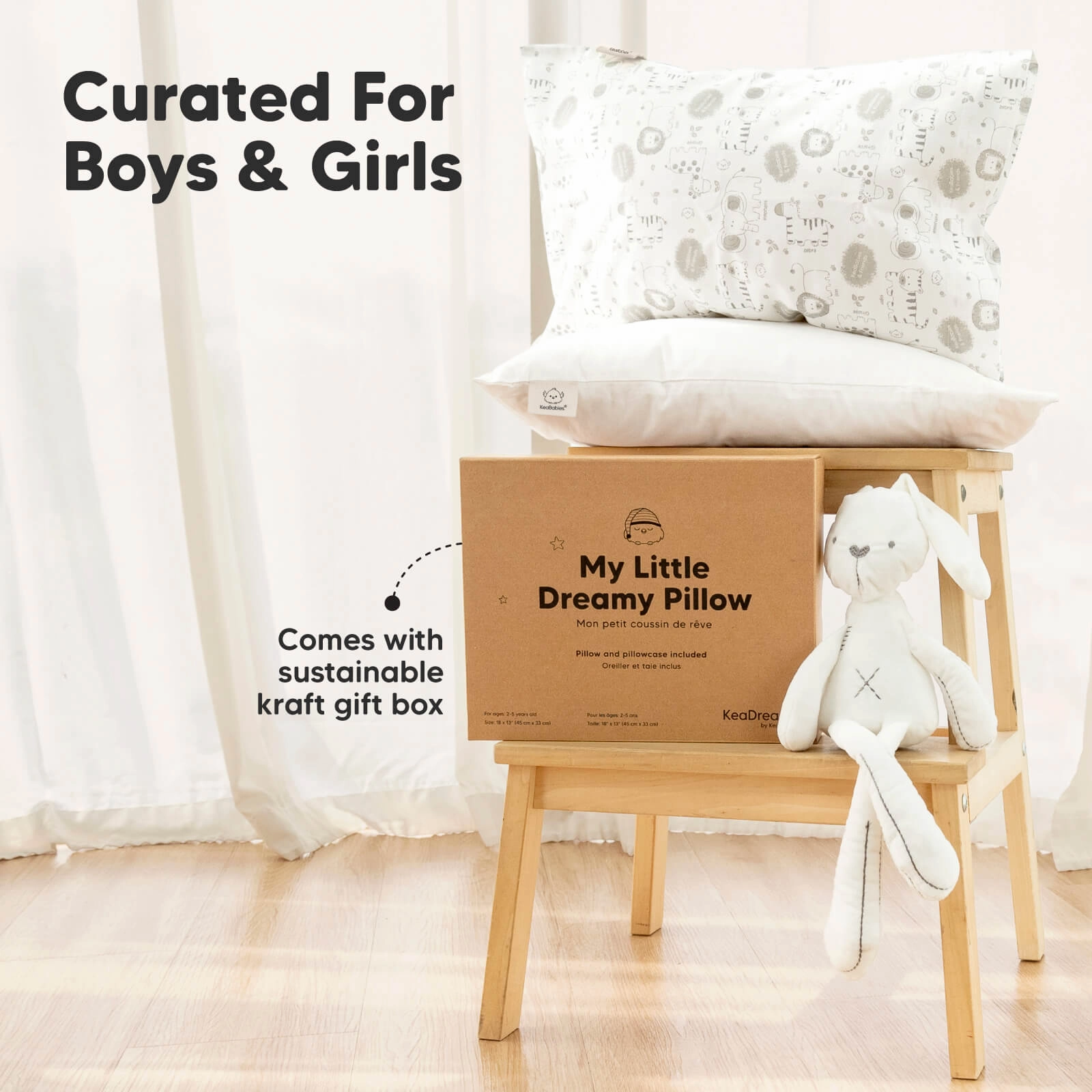 Toddler Pillow with Pillowcase (Happy Dino)