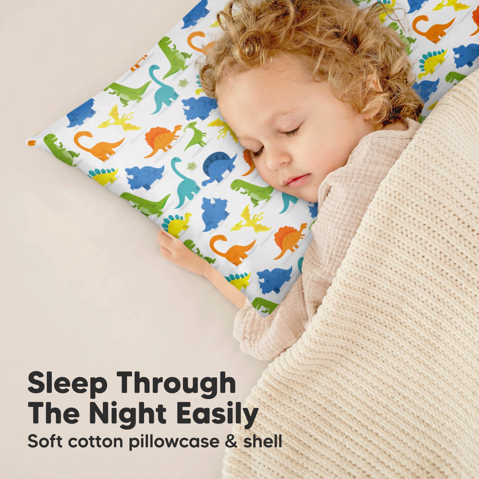 Toddler Pillow with Pillowcase (Happy Dino)