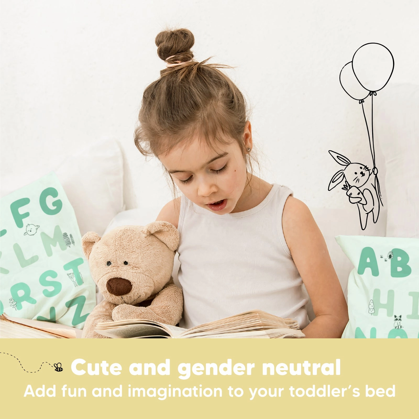 Toddler Pillow with Pillowcase (KeaABC Mint)