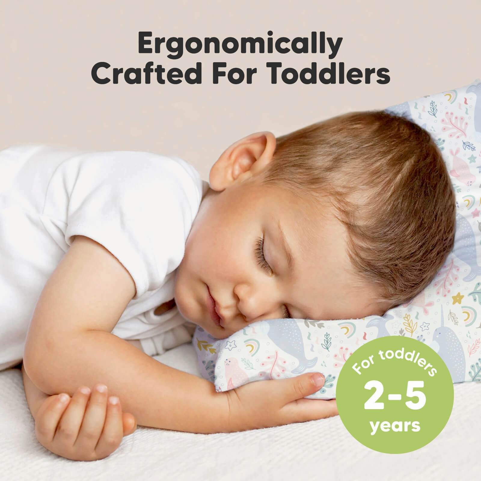 Toddler Pillow with Pillowcase (Narwhal)