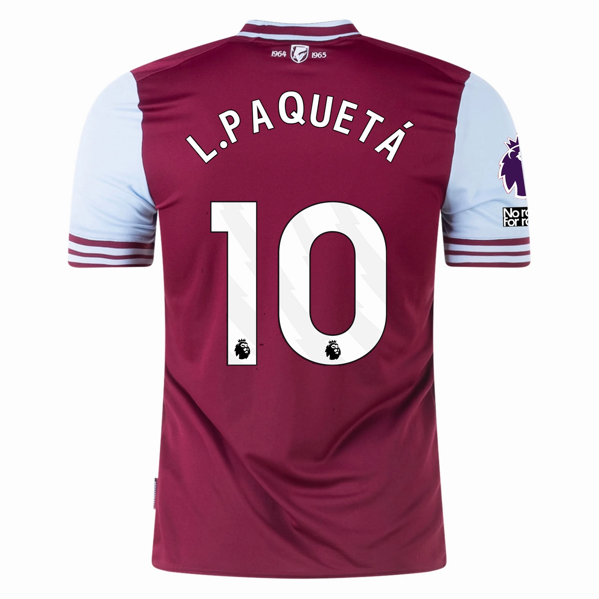 Umbro West Ham Lucas Paqueta Home Jersey w/ EPL   No Room For Racism Patches 24/25 (Maroon/Sky Blue)