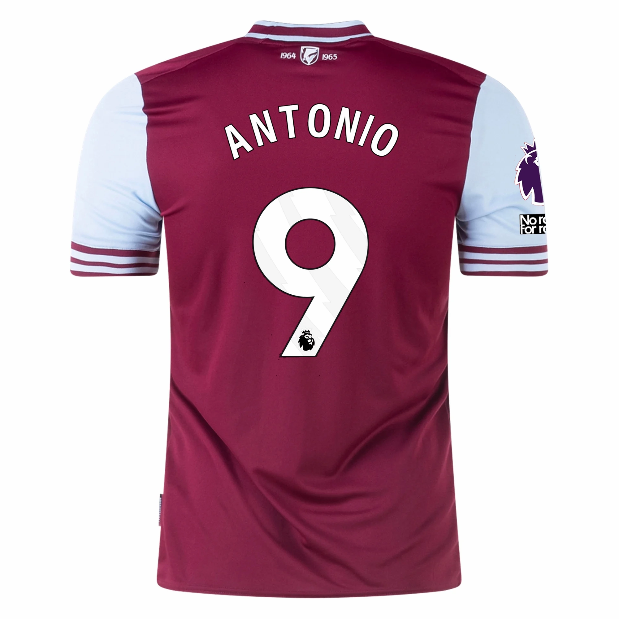Umbro West Ham Michail Antonio Home Jersey w/ EPL   No Room For Racism Patches 24/25 (Maroon/Sky Blue)