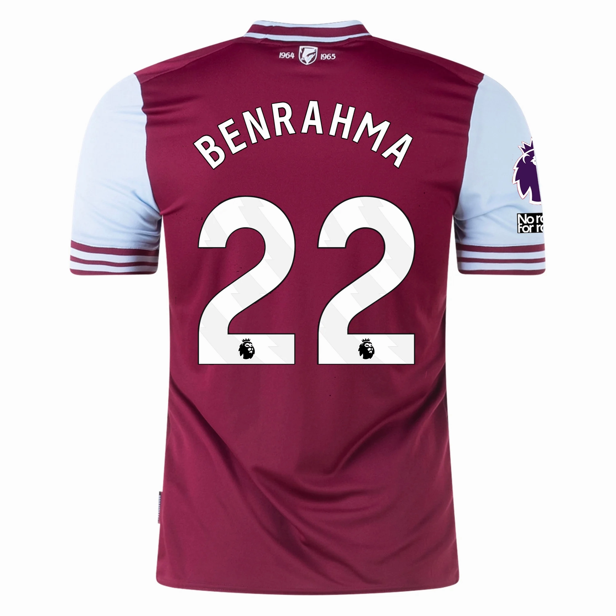 Umbro West Ham Saïd Benrahma Home Jersey w/ EPL   No Room For Racism Patches 24/25 (Maroon/Sky Blue)