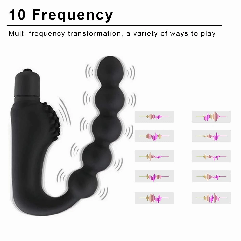 Vibrating Anal Beads & Butt Plug Stick Clit Stimulator Prostate Massager