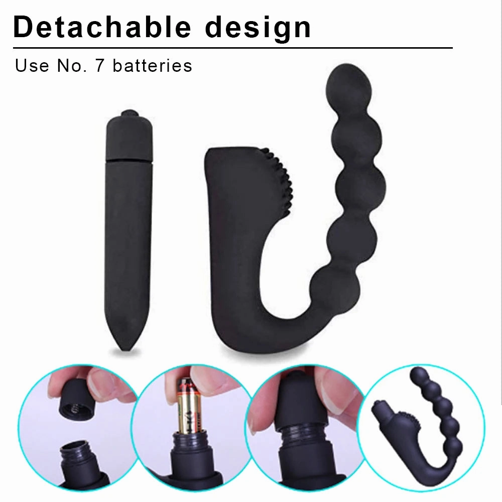 Vibrating Anal Beads & Butt Plug Stick Clit Stimulator Prostate Massager