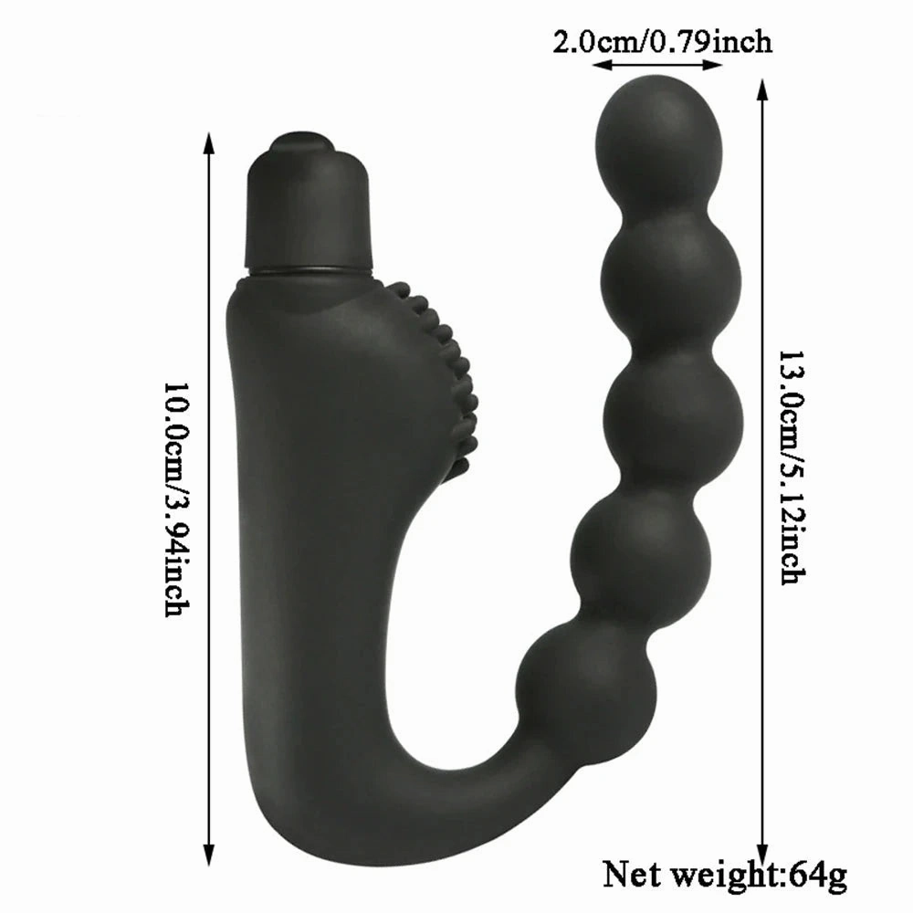 Vibrating Anal Beads & Butt Plug Stick Clit Stimulator Prostate Massager