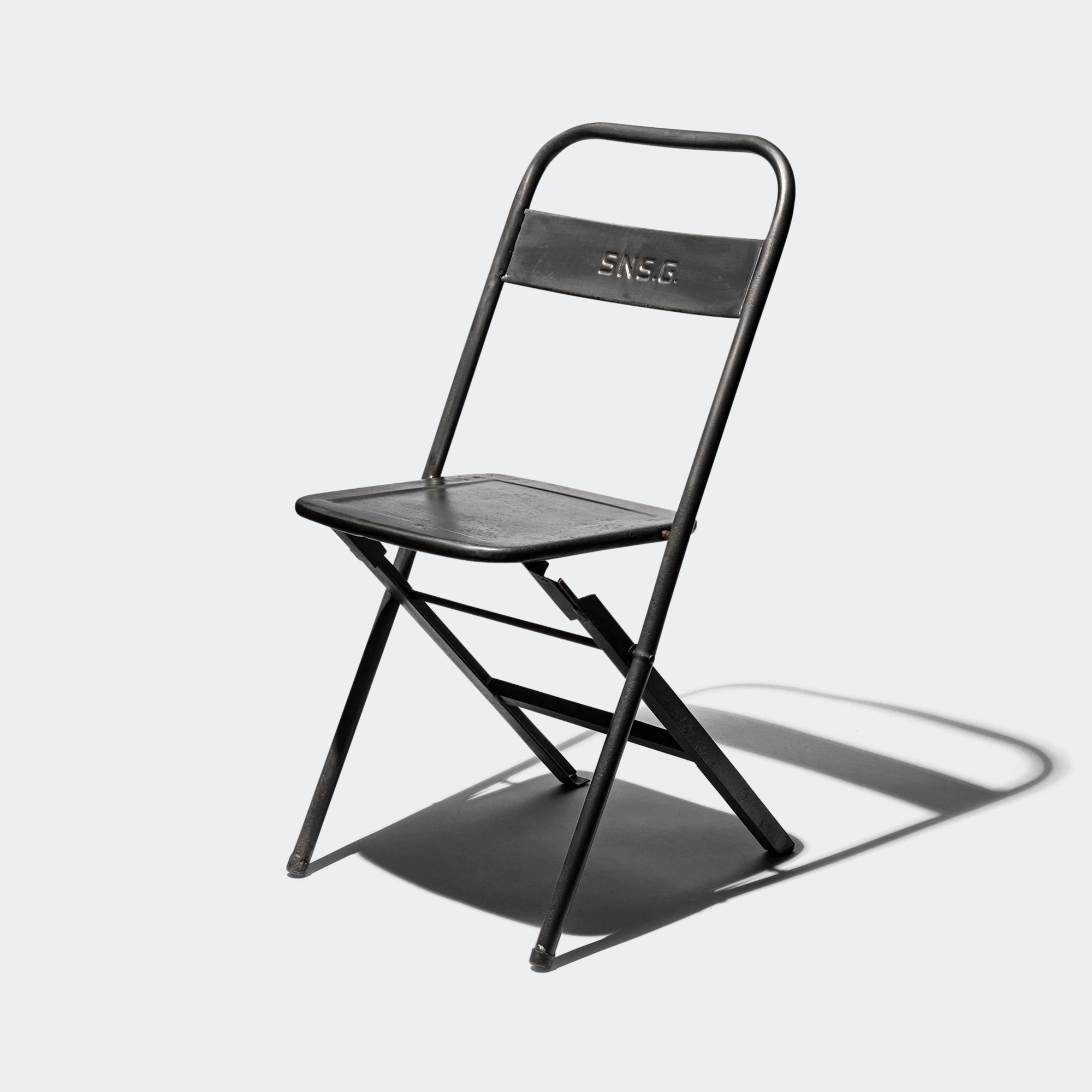 Vintage Steel Folding Chair - Natural
