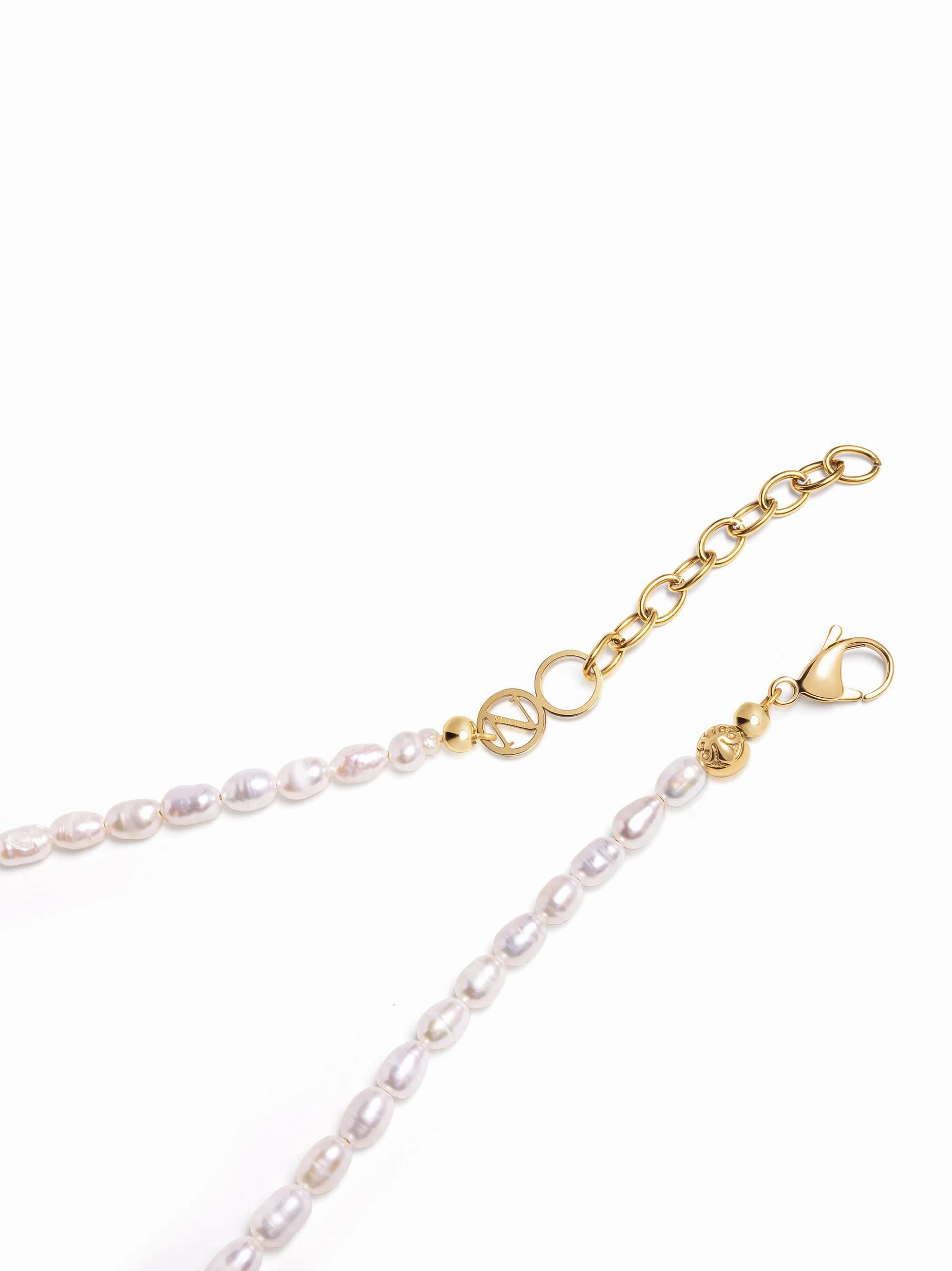 Women's Pearl Choker with Gold Sphere Pendant