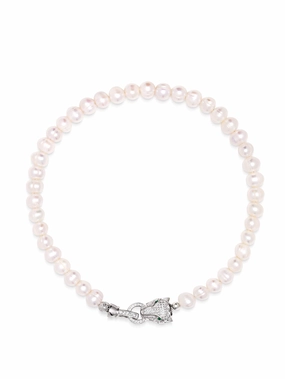 Women's Pearl Choker with Silver Panther Head