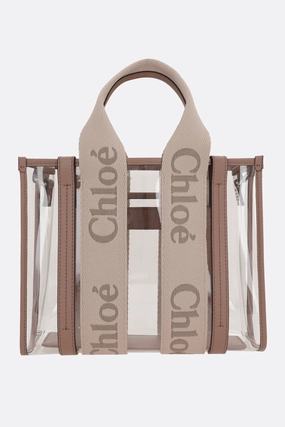 Woody small tote bag in rubber and leather