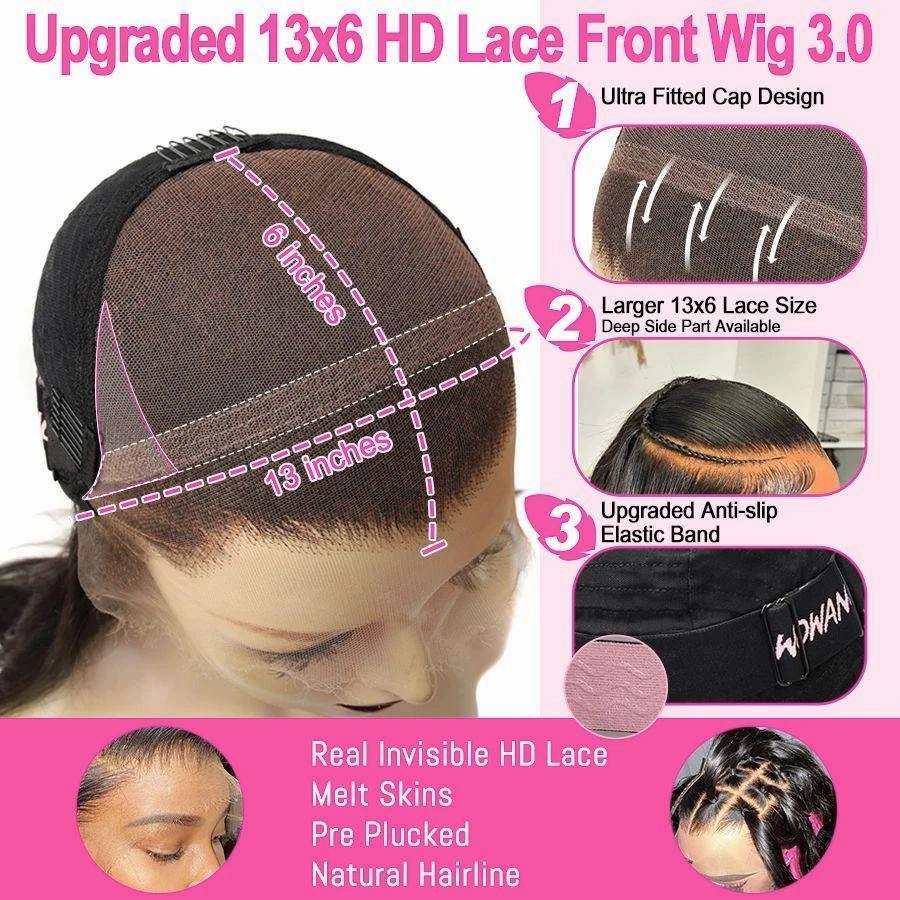 WOWANGEL Skinlike Real HD Lace 13x6 Lace Front Yaki Straight BOB Wig