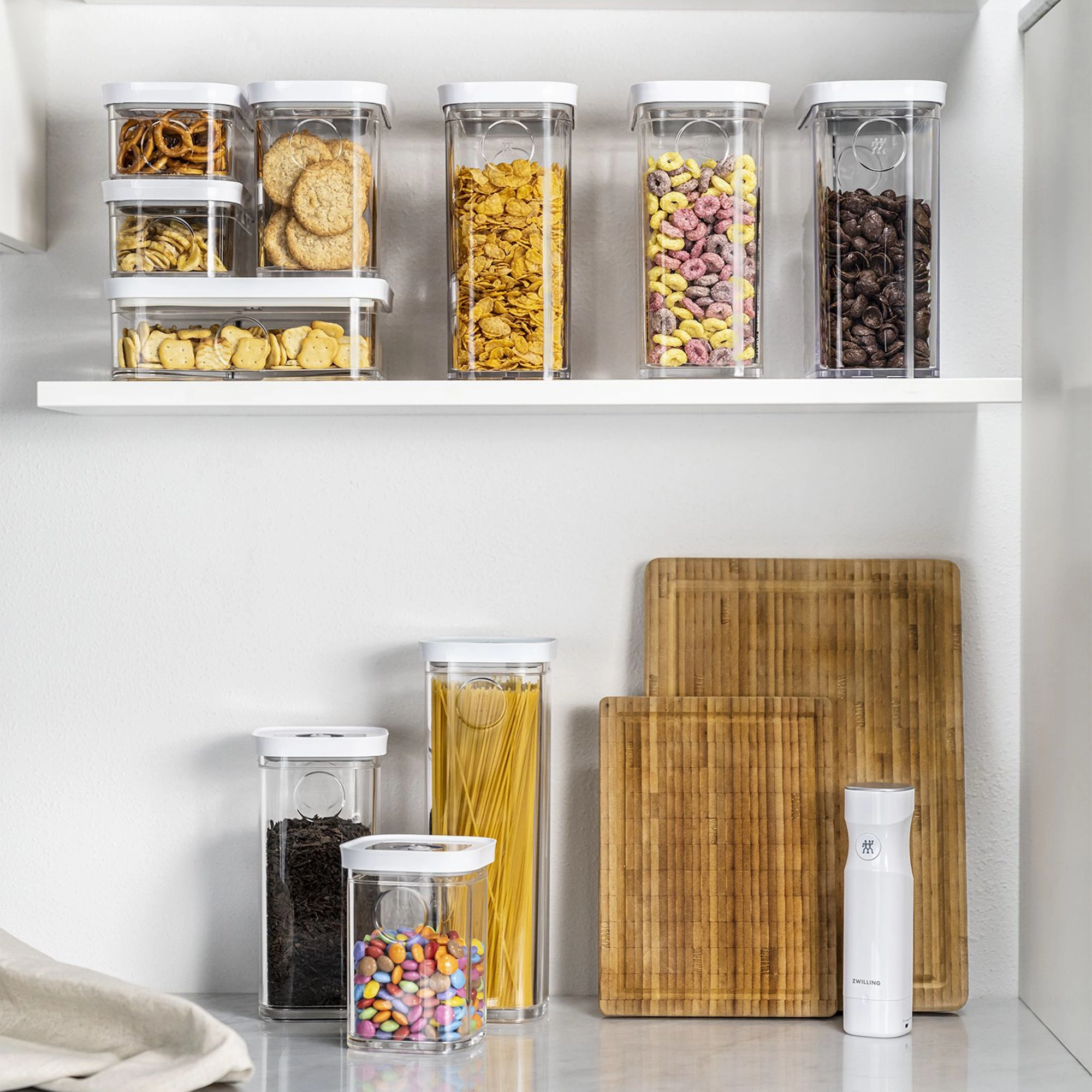 ZWILLING Fresh & Save Cube Box Set, 5-pc, Plastic, Airtight Dry Food Storage Container, Medium Cube Set