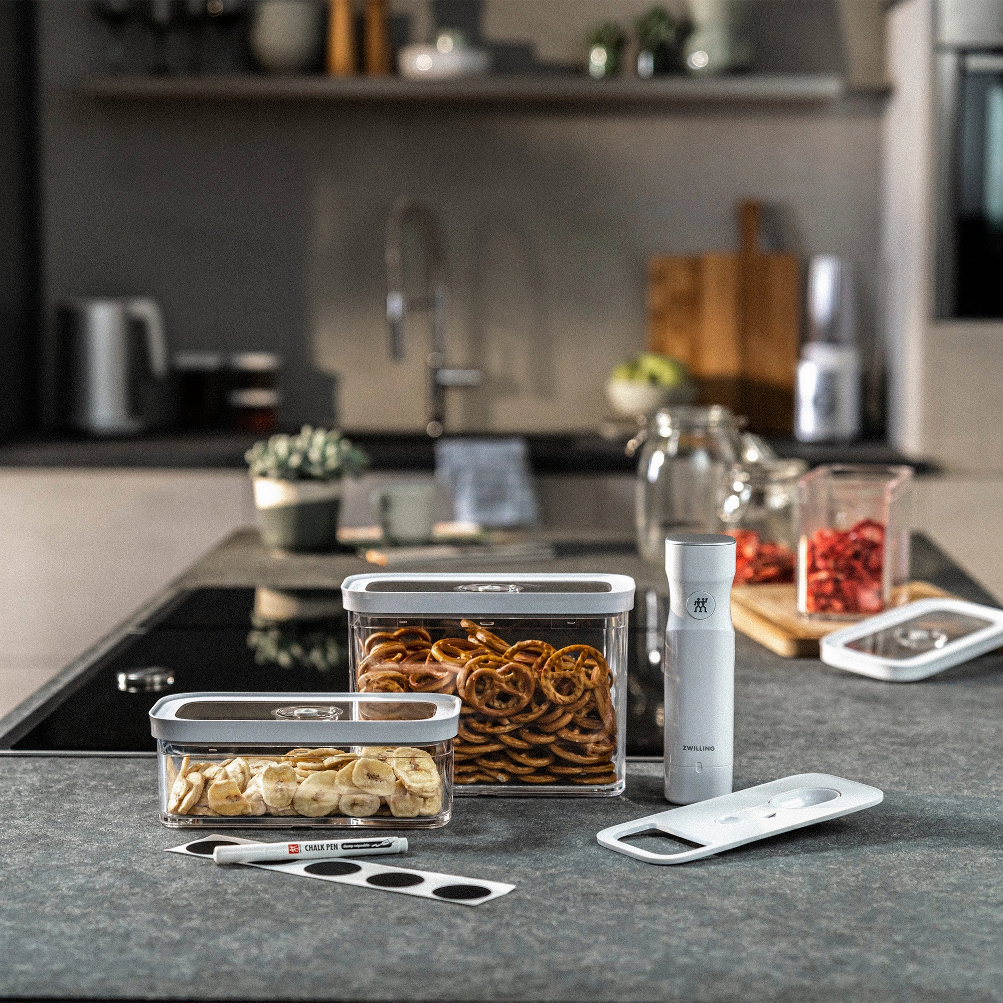 ZWILLING Fresh & Save Cube Box Set, 5-pc, Plastic, Airtight Dry Food Storage Container, Medium Cube Set